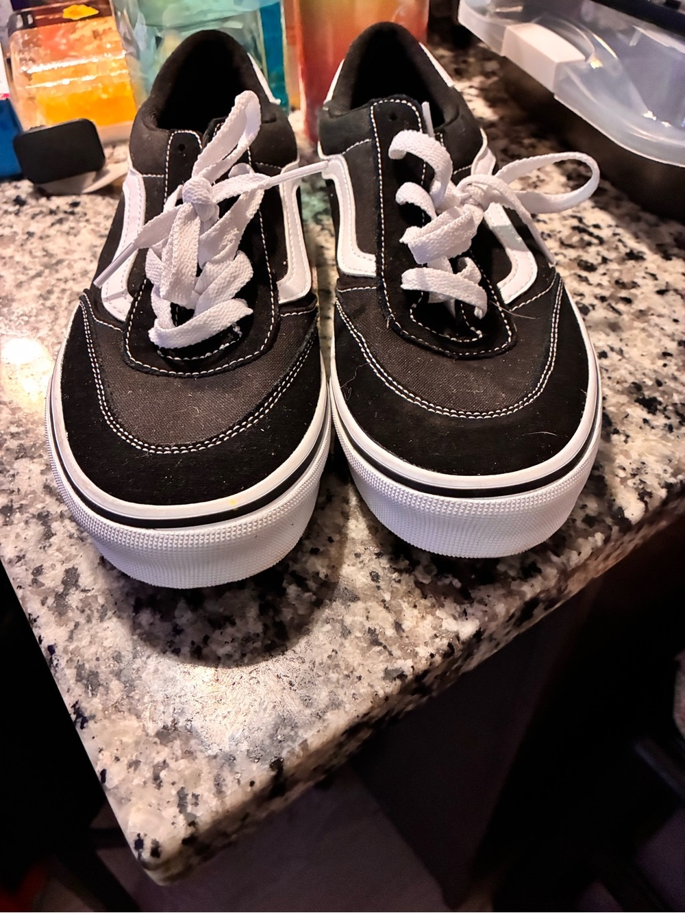 Vans Black and White Kids Skate Sneakers